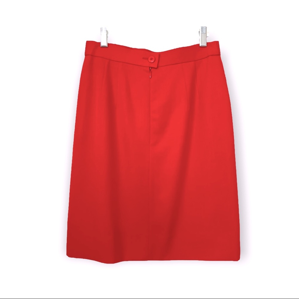 Vintage Escada Margaretha Ley Red New Wool Pencil Skirt